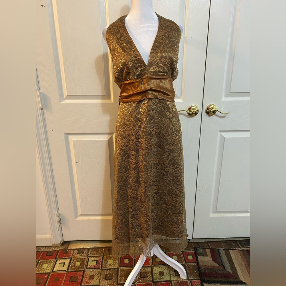 NWT Bari Jay copper lace special occasion halter dress, size 24W